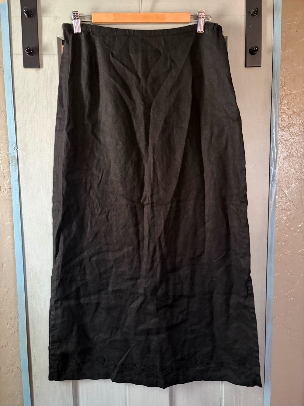 Amanda Smith Black Linen Maxi Skirt - Straight Silhouette
